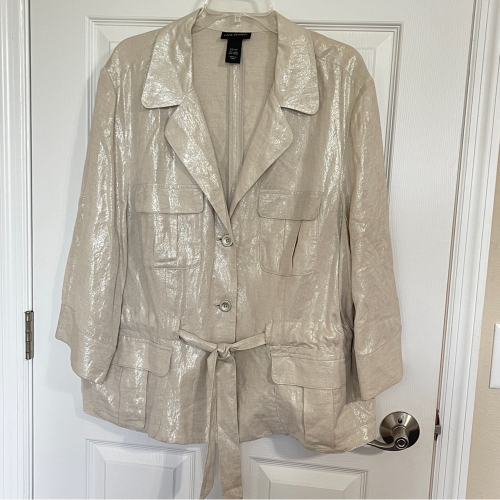 Eileen Fisher Cream Metallic Utility Jacket